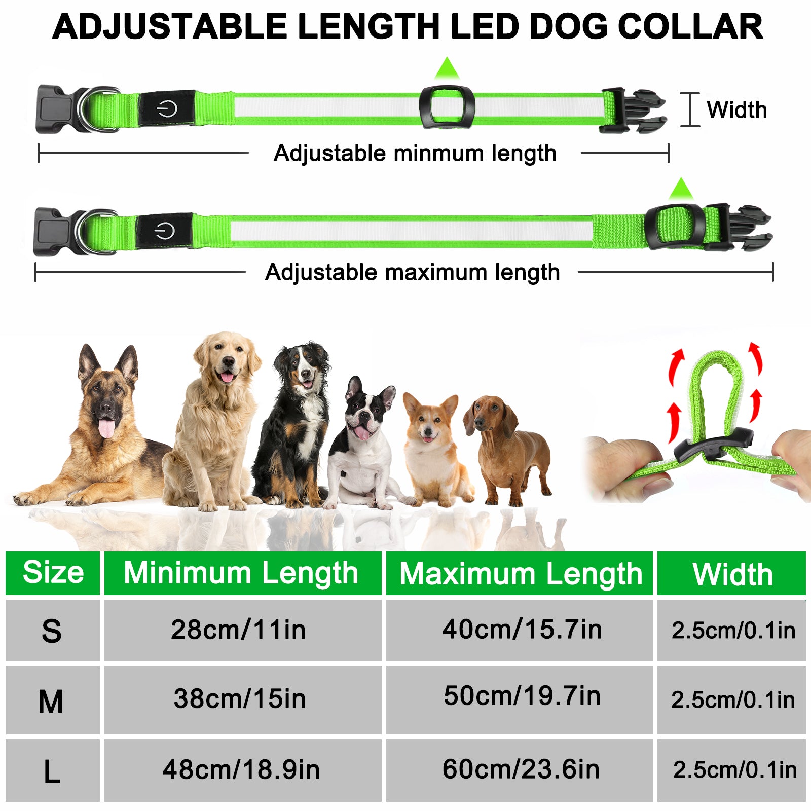 LED Dog Collar – Rechargeable Light Up Collar with 3 Flash Modes, Adjustable for Small Medium Large Dogs
