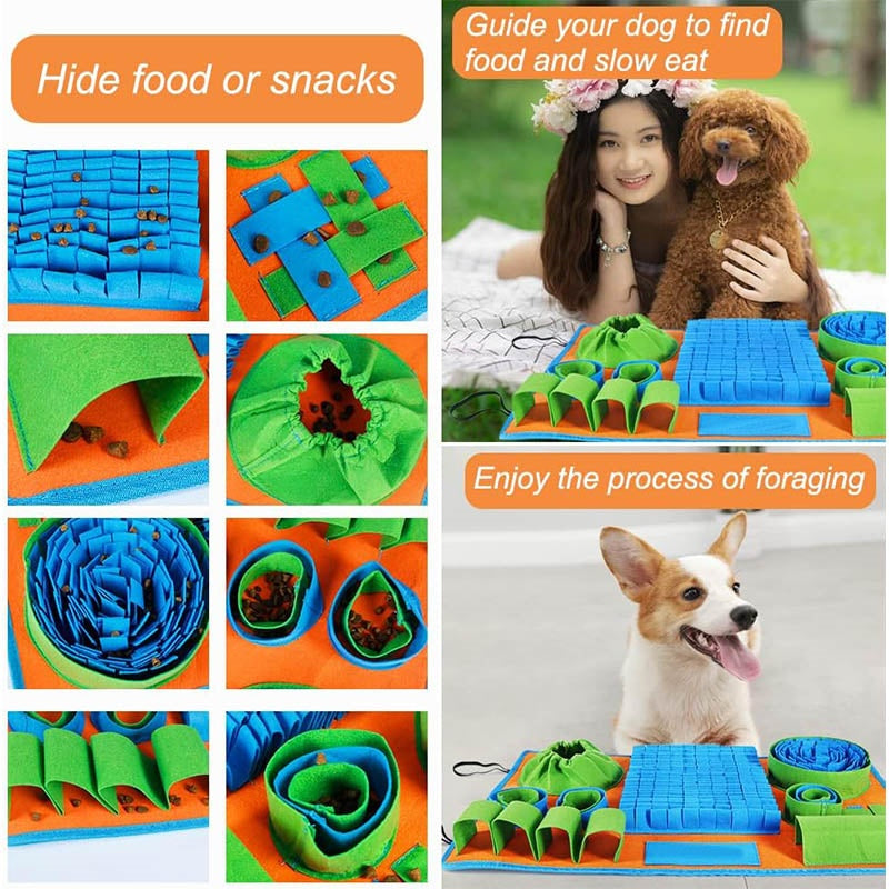 Dog Snuffle Mat Slow Feeder Interactive Foraging Puzzle Toy for Nose Work, Mental Stimulation & Anxiety Relief