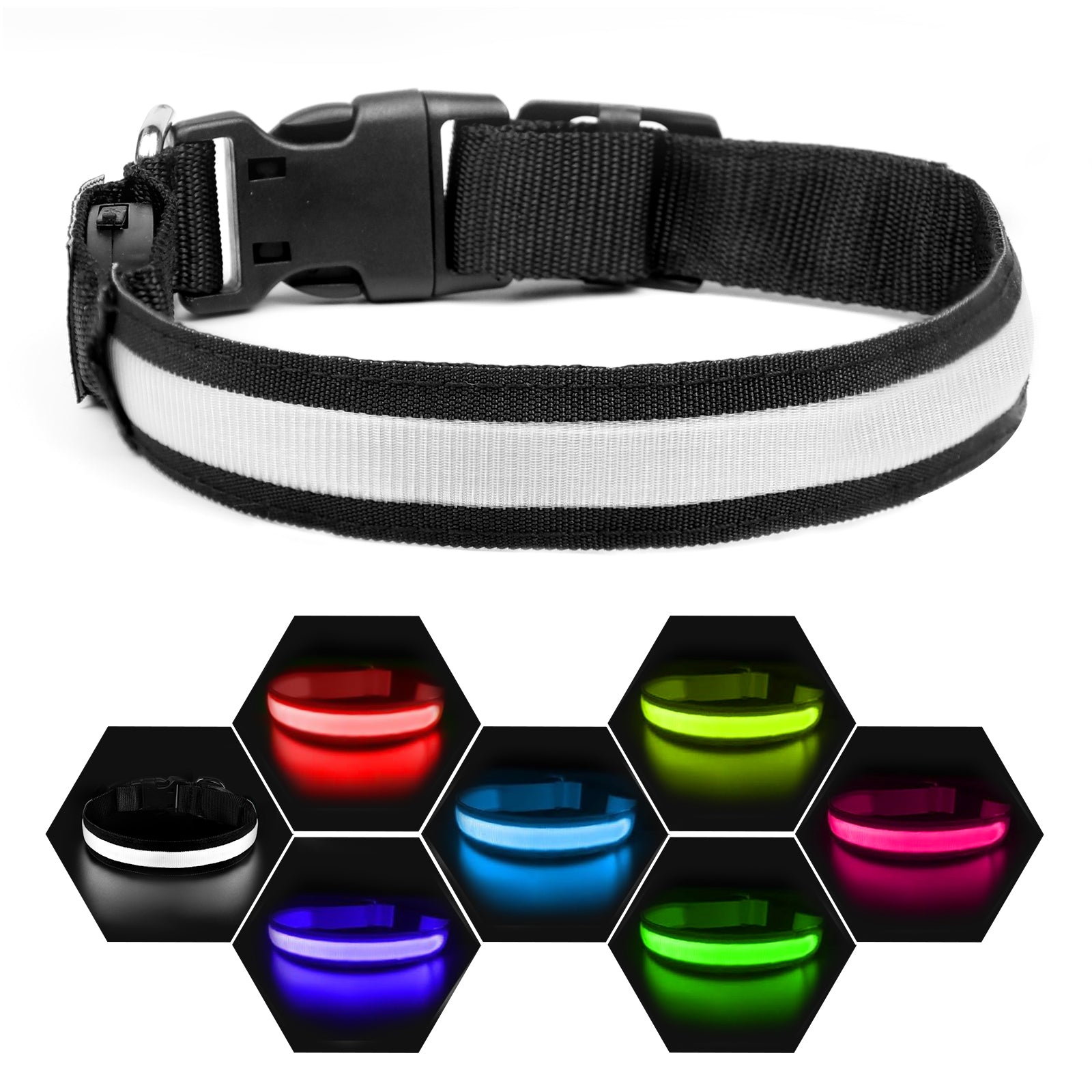 LED Dog Collar – Rechargeable Light Up Collar with 3 Flash Modes, Adjustable for Small Medium Large Dogs