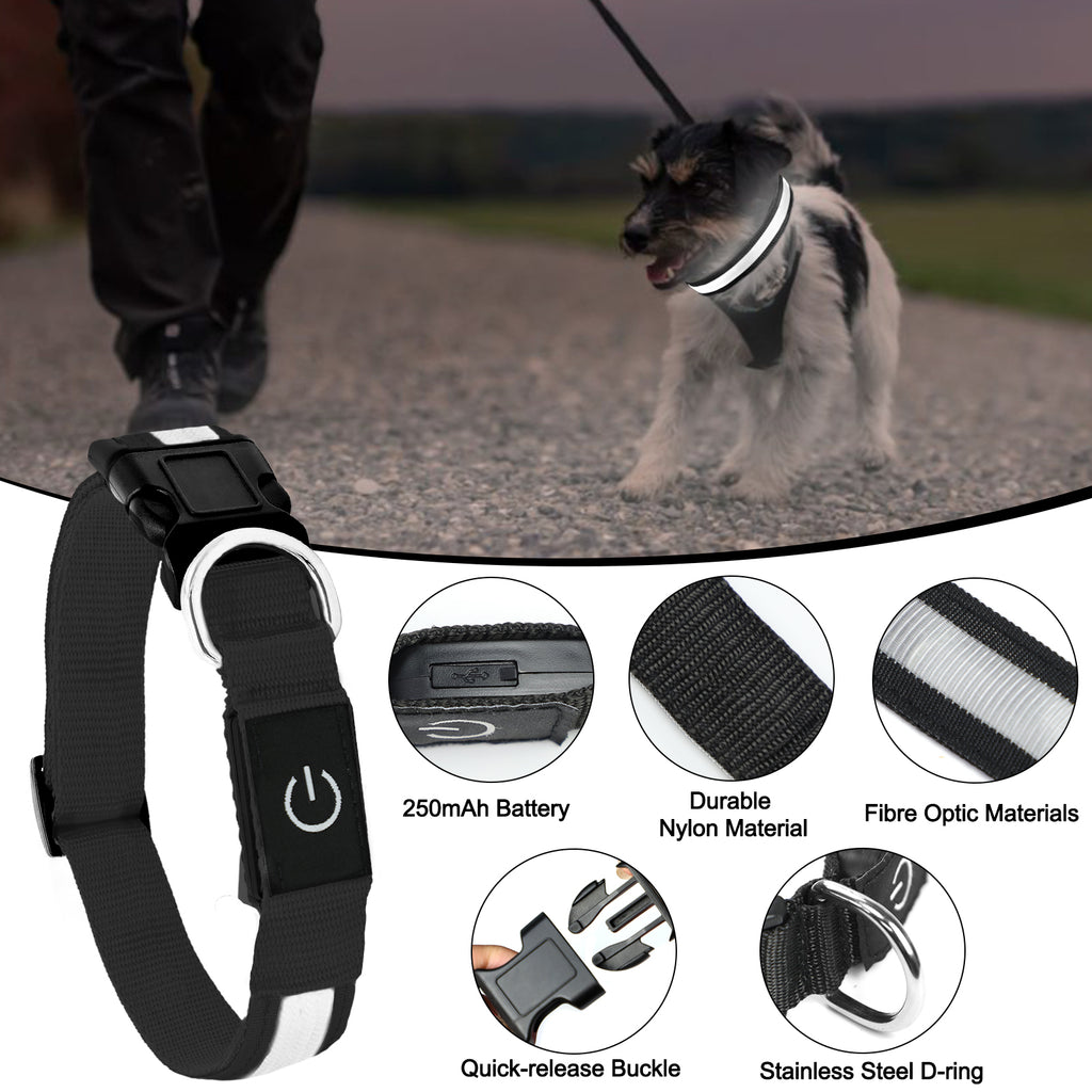 LED Dog Collar – Rechargeable Light Up Collar with 3 Flash Modes, Adjustable for Small Medium Large Dogs