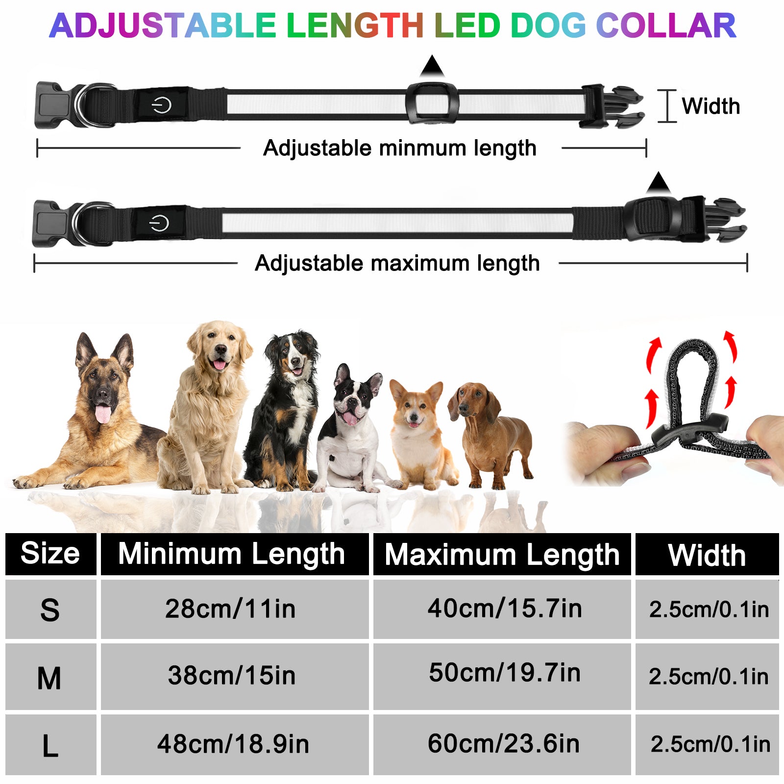 LED Dog Collar – Rechargeable Light Up Collar with 3 Flash Modes, Adjustable for Small Medium Large Dogs