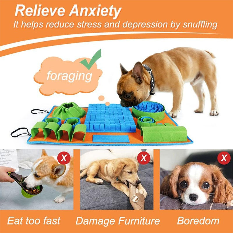 Dog Snuffle Mat Slow Feeder Interactive Foraging Puzzle Toy for Nose Work, Mental Stimulation & Anxiety Relief
